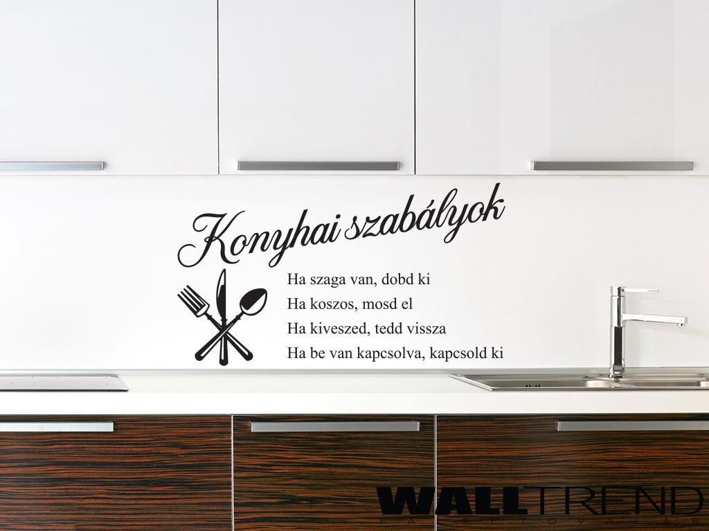 W 0422 konyhai szabályok faltetoválás falmatrica walltrend ...